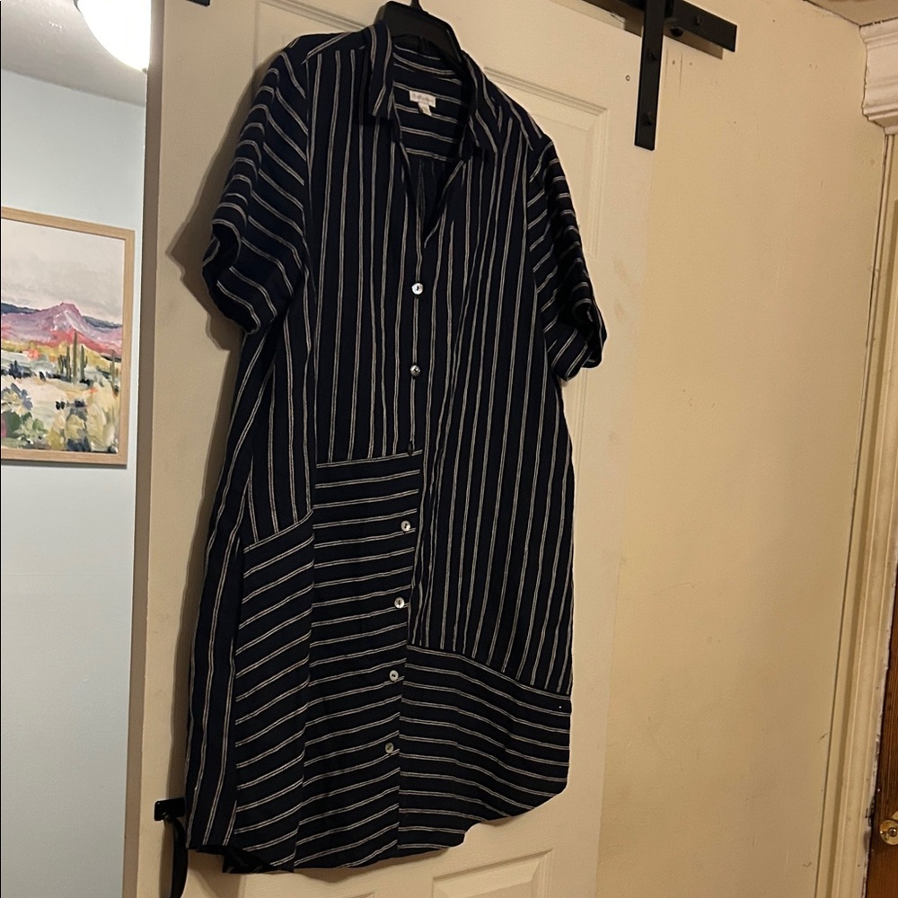 J. Jill Black and White Striped Mini Dress